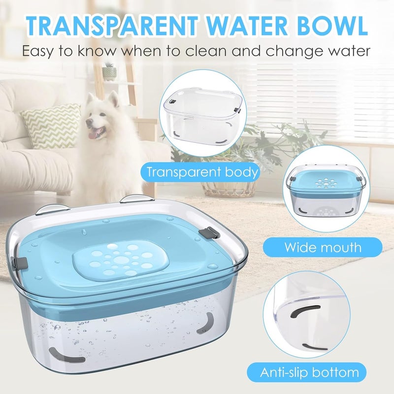 AONKEY 3L Dog Water Bowl No Spill, 101oz Large Spill Proof Dog Bowl Reduce Refill, Anti Splash No Mess Dispenser Dripless Slow Drinking Water Bowl for Sloppy Messy Drinkers (Sky Blue) - Image 4